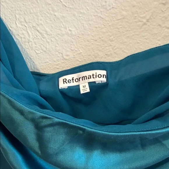 Reformation 💯 silk Teal Midi Dress - Picture 5 of 13